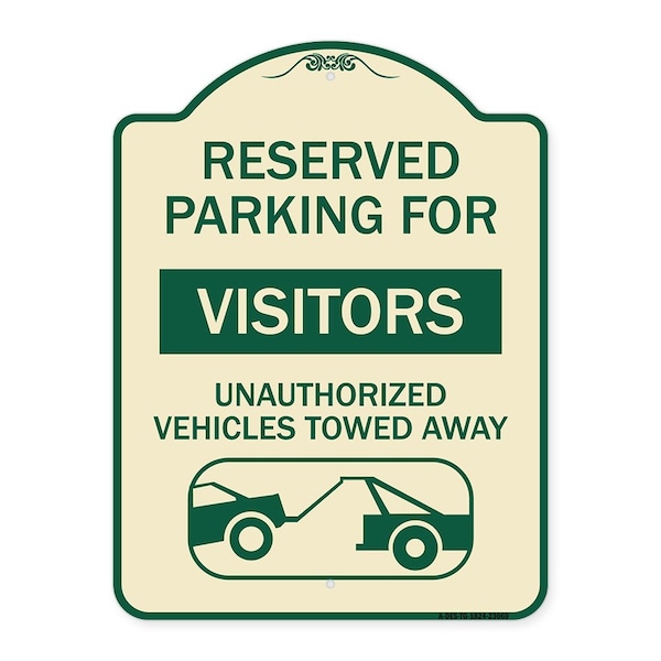 Signmission Reserved Parking for Visitors Unauthorized Vehicles Towed Away Alum Sign, 24" x 18", TG-1824-23069 A-DES-TG-1824-23069 - main